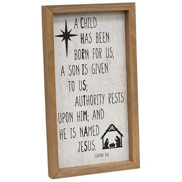 A Child Is Born Nativity Frame - The Fox Decor